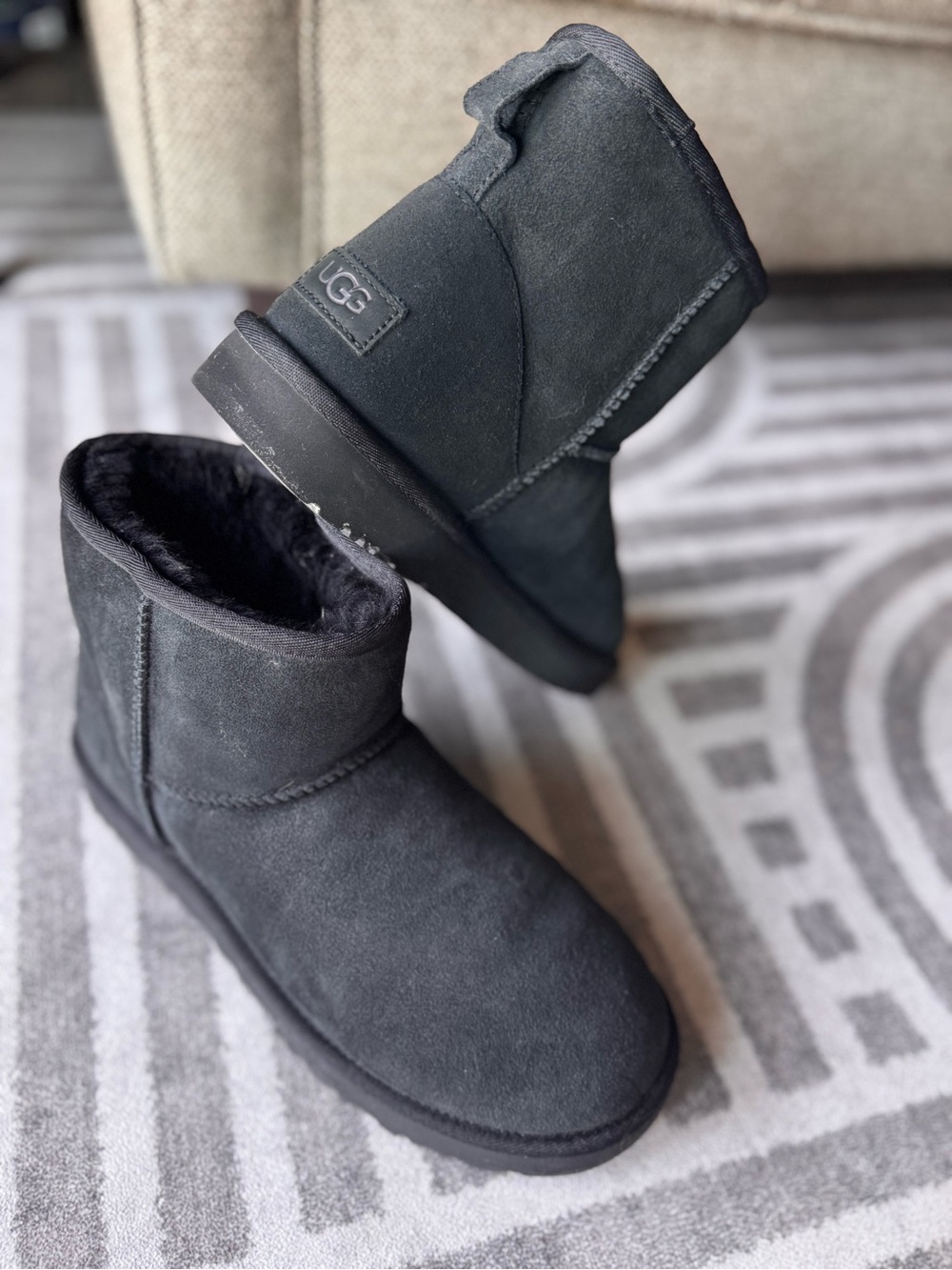 UGG Women’s Short Classic Black Suede Boots